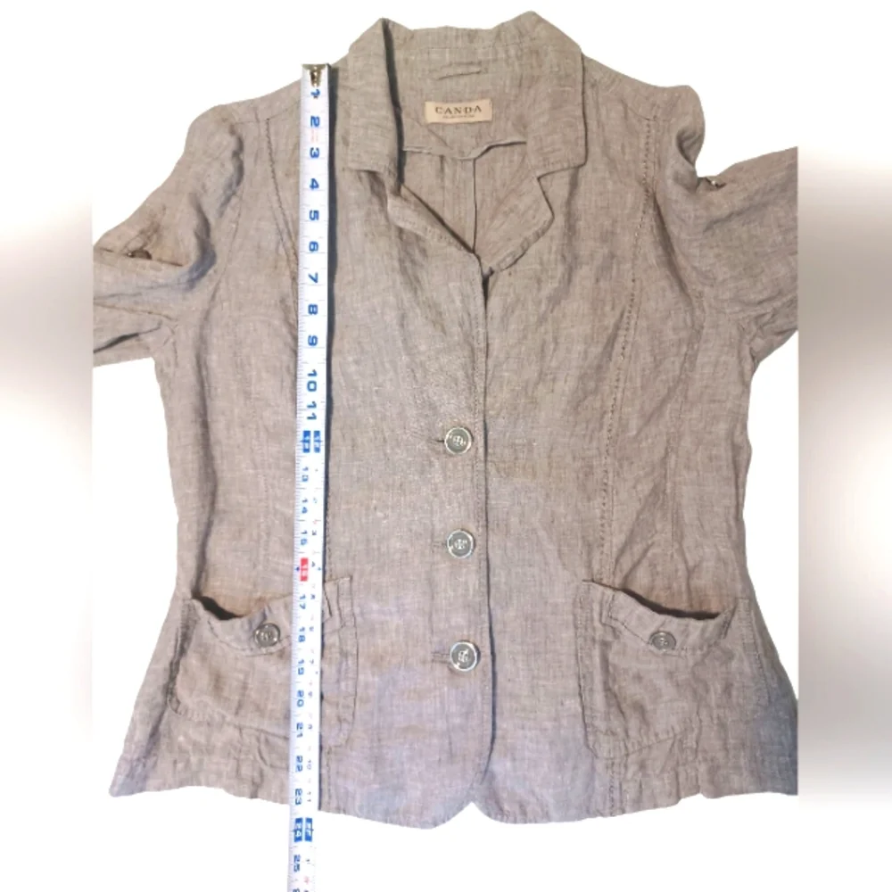 Canda 100% Linen Jacket Gray with Silver Buttons